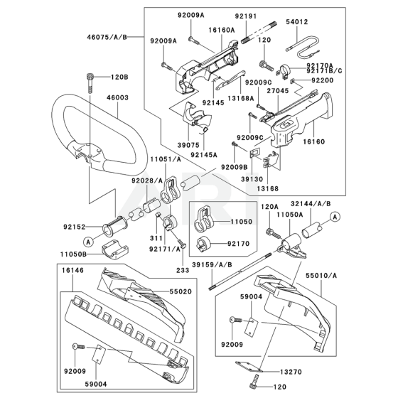 Pipe / Handle / Guard for Kawasaki KBL26A Brushcutter