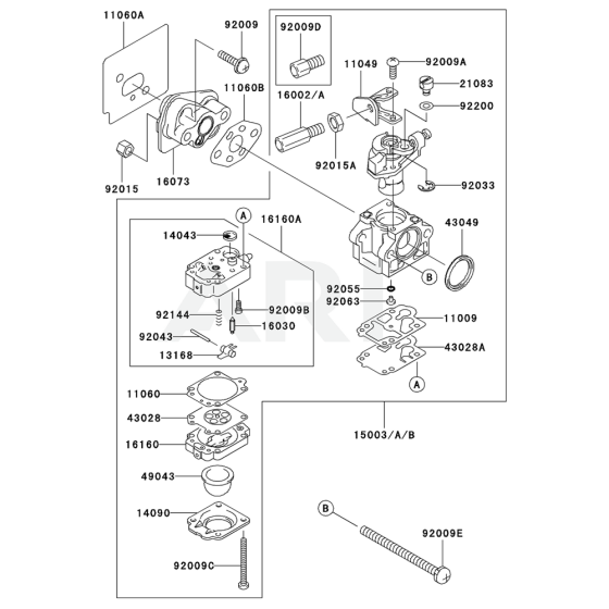 Carburettor for Kawasaki KBL26A Brushcutter