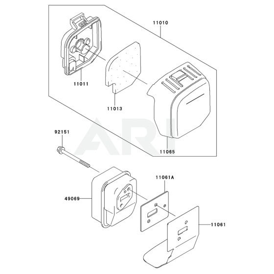 Air Filter / Muffler for Kawasaki KBL27A Brushcutter