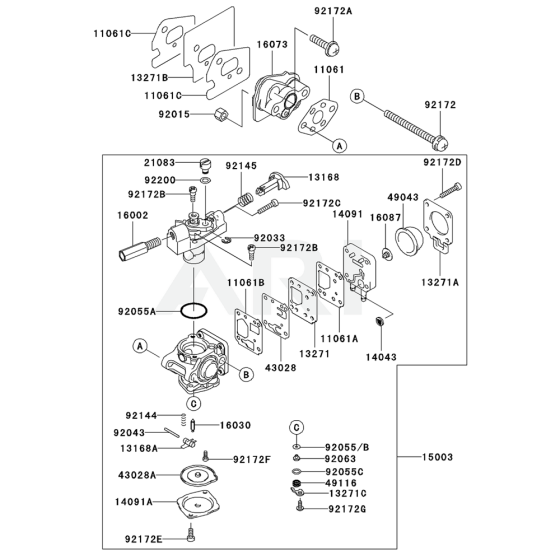 Carburettor for Kawasaki KBL27A Brushcutter