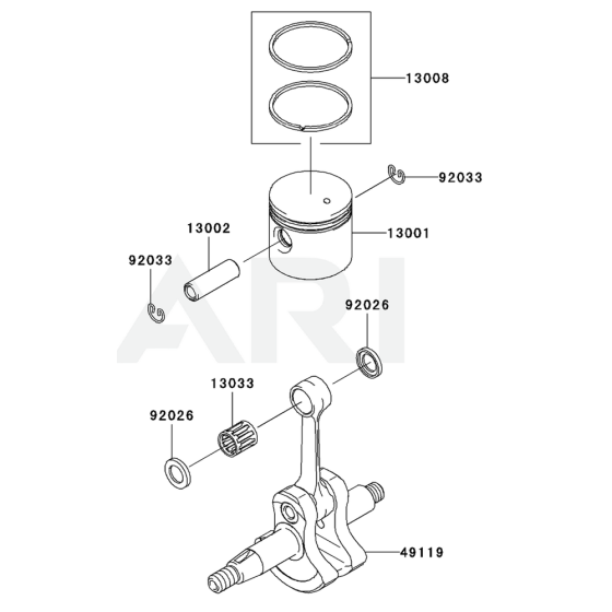 Piston / Crankshaft for Kawasaki KBL27B Brushcutter