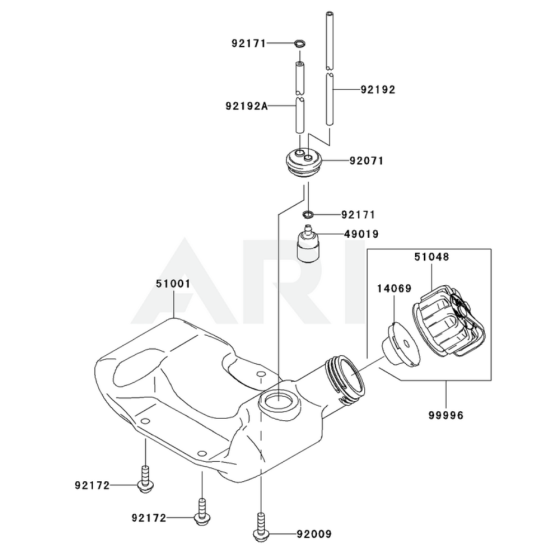 Fuel Tank / Fuel Valve for Kawasaki KBL27B Brushcutter