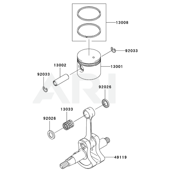 Piston / Crankshaft for Kawasaki KBL27BC Brushcutter