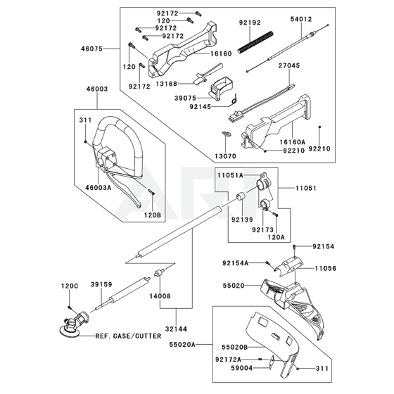 Pipe / Handle / Guard for Kawasaki KBL27C Brushcutter