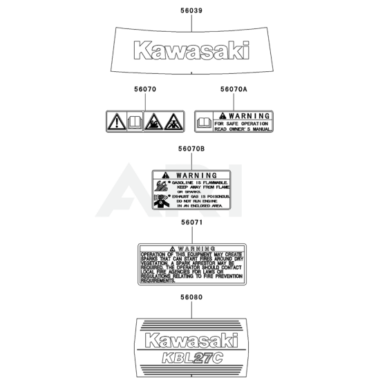 Label for Kawasaki KBL27C Brushcutter