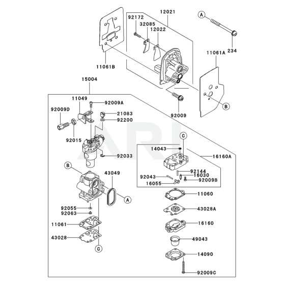 Carburettor for Kawasaki KBL35A Brushcutter