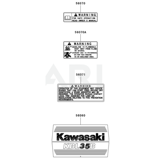 Label for Kawasaki KBL35B Brushcutter