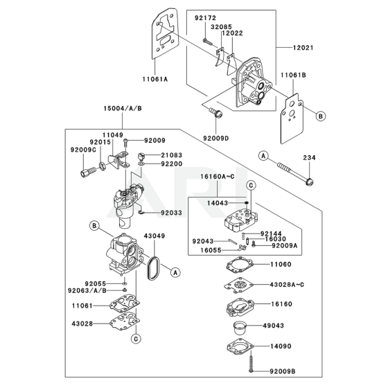 Carburettor for Kawasaki KCL525A Hedge Trimmer