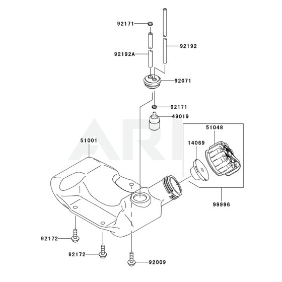 Fuel Tank / Fuel Valve for Kawasaki KCL525A Hedge Trimmer