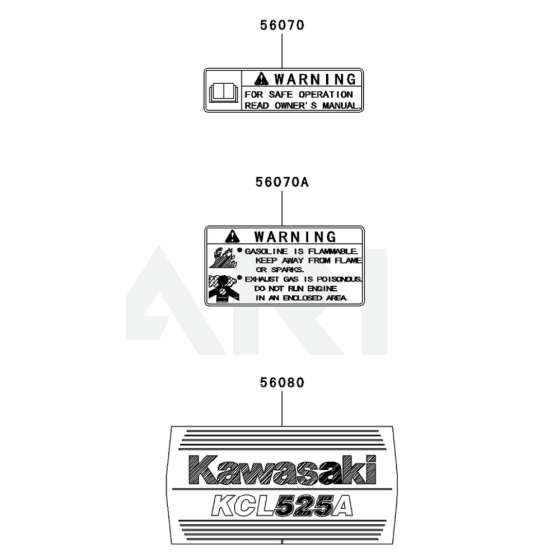 Label for Kawasaki KCL525A Hedge Trimmer