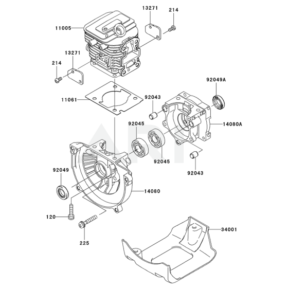 Cylinder / Crankcase for Kawasaki KCL525AC Hedge Trimmer