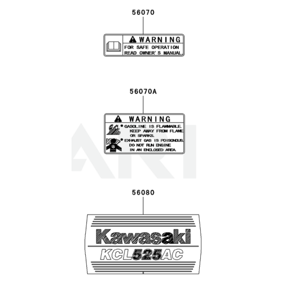 Label for Kawasaki KCL525AC Hedge Trimmer