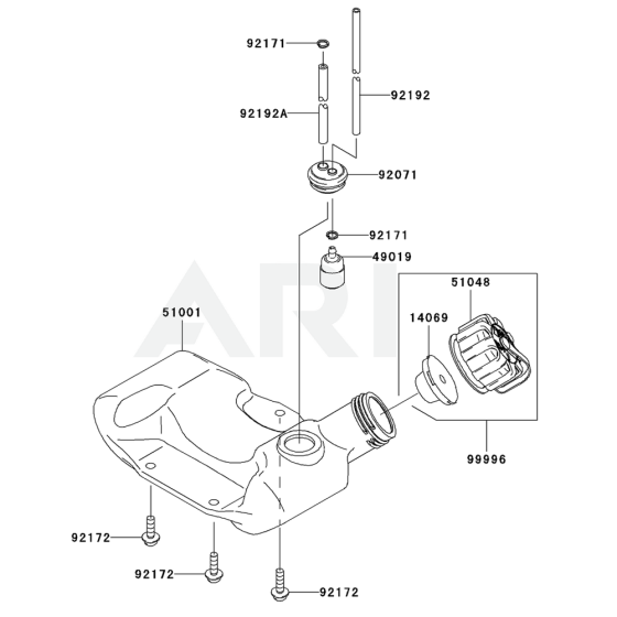 Fuel Tank / Fuel Valve for Kawasaki KCL600A Hedge Trimmer