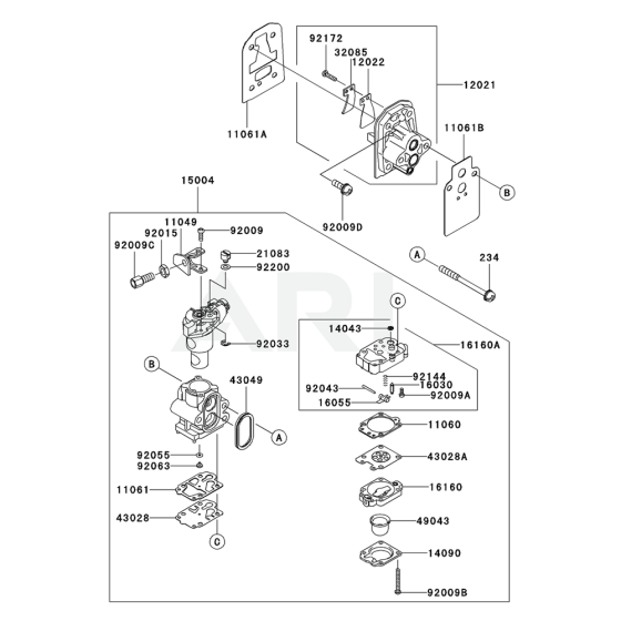 Carburettor for Kawasaki KCS525A Hedge Trimmer