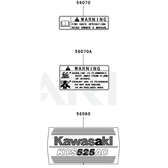 Label for Kawasaki KCS525AC Hedge Trimmer