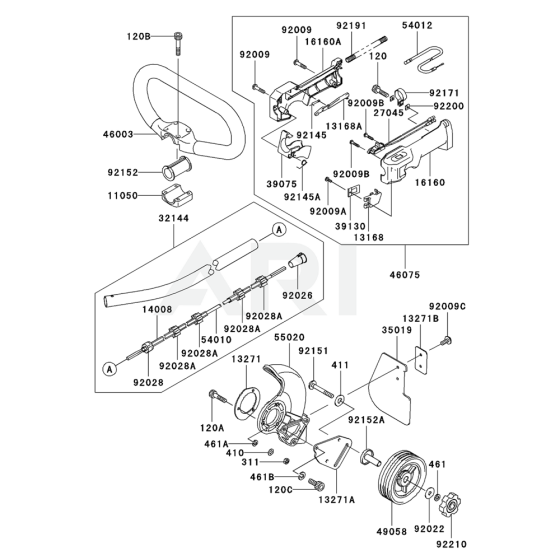 Pipe / Handle / Guard for Kawasaki KEL26A Edgers