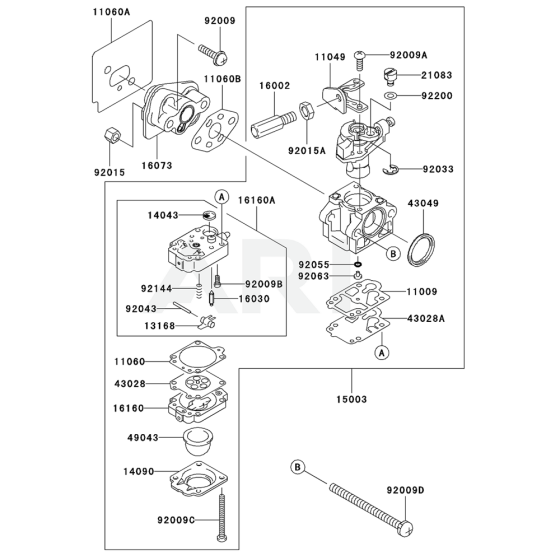 Carburettor for Kawasaki KEL26A Edgers