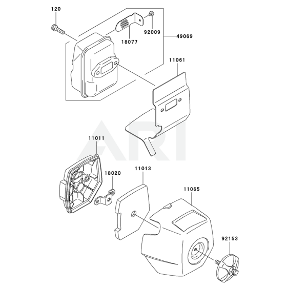 Air Filter / Muffler for Kawasaki KEL27B Edgers