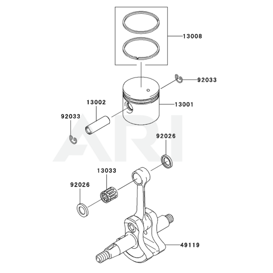 Piston / Crankshaft for Kawasaki KEL27BC Edgers