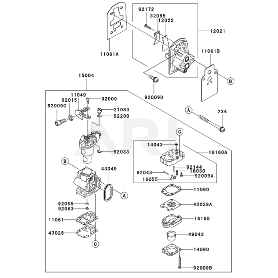 Carburettor for Kawasaki KEL27BC Edgers