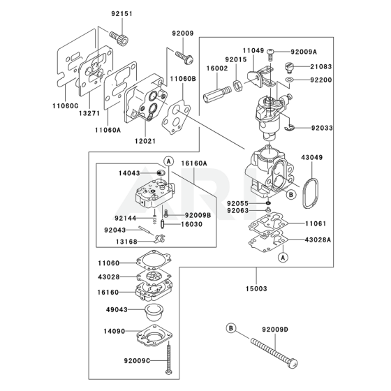 Carburettor for Kawasaki KGT26AC String Trimmers