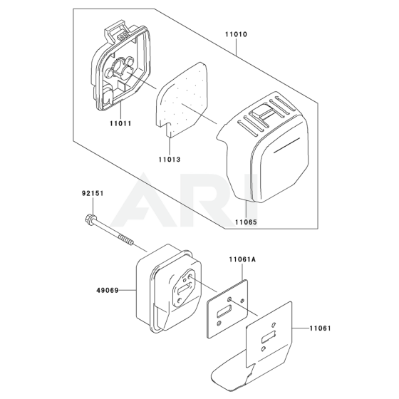 Air Filter / Muffler for Kawasaki KGT27A String Trimmers