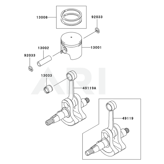 Piston / Crankshaft for Kawasaki KGT27A String Trimmers