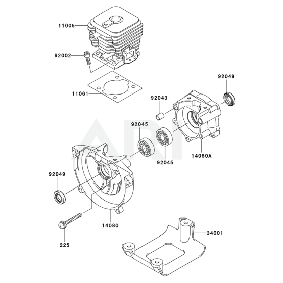 Cylinder /Crankcase for Kawasaki KGT27A String Trimmers