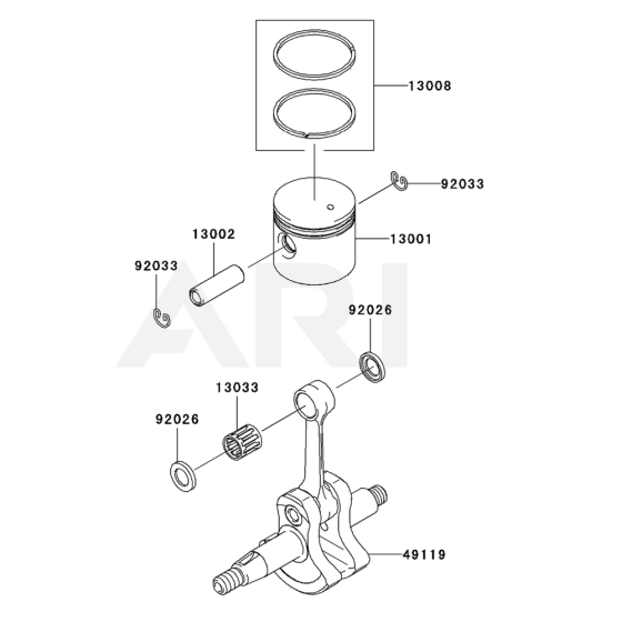 Piston / Crankshaft for Kawasaki KGT27B String Trimmers