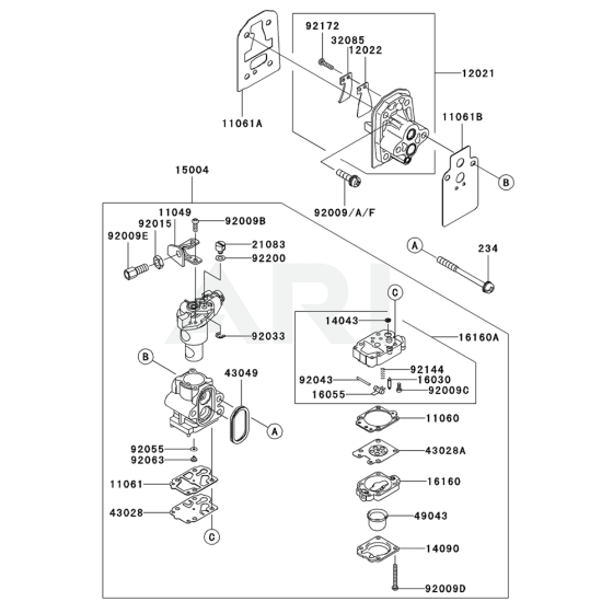 Carburettor for Kawasaki KGT27B String Trimmers