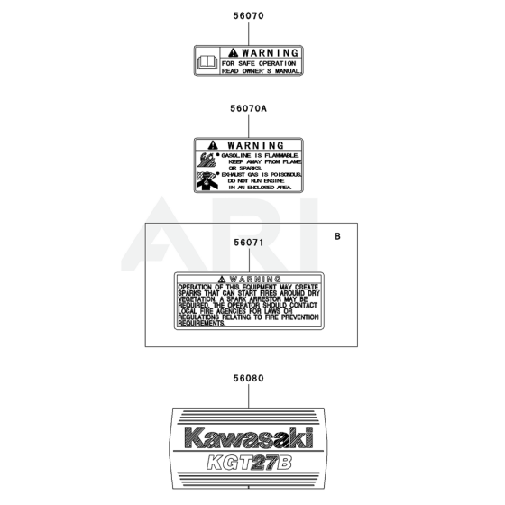 Label for Kawasaki KGT27B String Trimmers