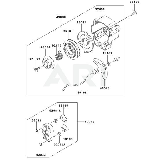 Starter for Kawasaki KGT27C String Trimmers