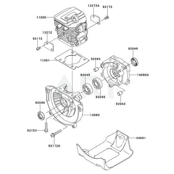 Cylinder /Crankcase for Kawasaki KGT27C String Trimmers