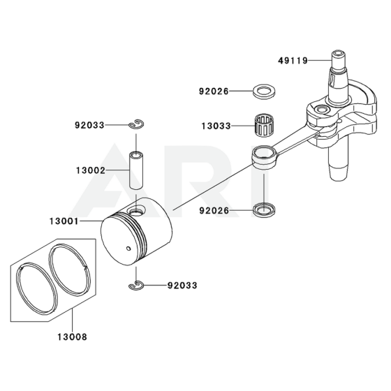 Piston / Crankshaft for Kawasaki KHDS600A Hedge Trimmer