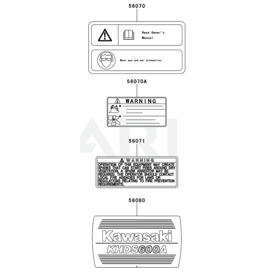 Label for Kawasaki KHDS600A Hedge Trimmer