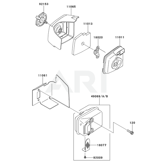 Air Filter / Muffler for Kawasaki KHDS750A Hedge Trimmer