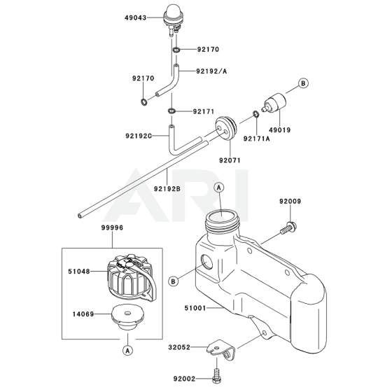 Fuel Tank / Fuel Valve for Kawasaki KHDS750A Hedge Trimmer