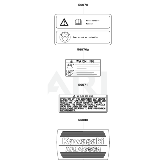 Label for Kawasaki KHDS750A Hedge Trimmer