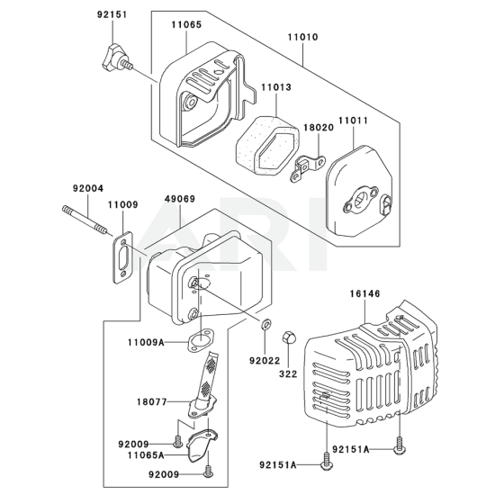 Air Filter / Muffler for Kawasaki KHS1100A Hedge Trimmer