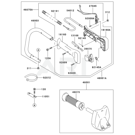 Handle for Kawasaki KHS750A Hedge Trimmer