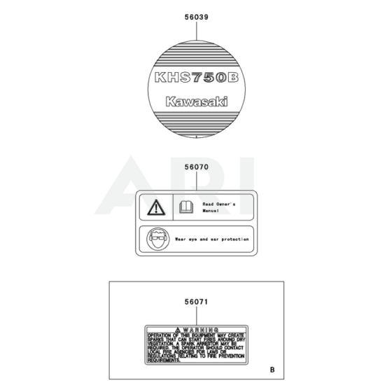 Label for Kawasaki KHS750B Hedge Trimmer