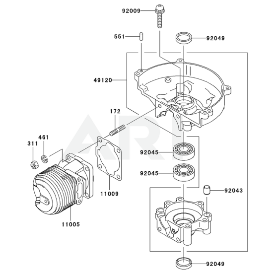 Cylinder / Crankcase for Kawasaki KHS750BC Hedge Trimmer