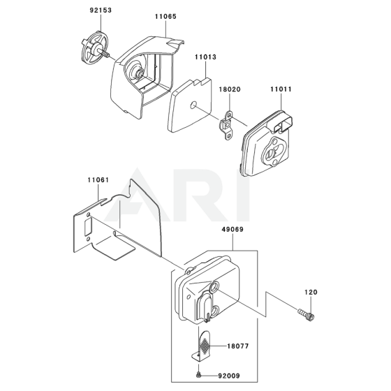 Air Filter / Muffler for Kawasaki KHSS1100A Hedge Trimmer