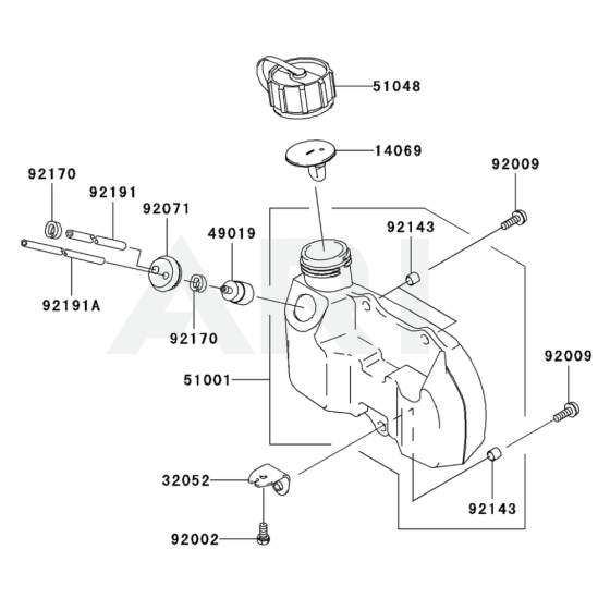 Fuel Tank / Fuel Valve for Kawasaki KHT750D Hedge Trimmer