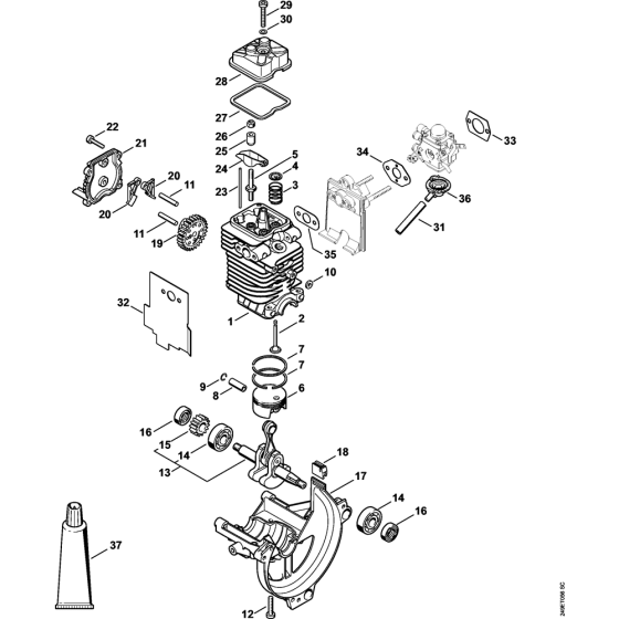 Engine Dia. 40 mm for Stihl KM100 KM100R KM110R KombiEngine