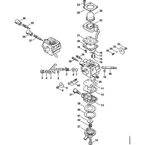 Carburetor C1Q-S174, C1Q-S131 for Stihl KM100 KM100R KM110R KombiEngine