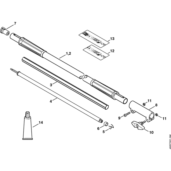 Carbon Drive tube extension 1 m HT-KM, HL-KM for Stihl KM130 KM130R KombiEngine