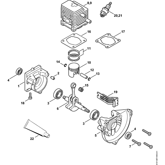 Crankcase, Cylinder for Stihl KM85 KM85R KombiEngine