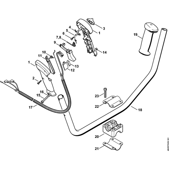 Bike handle BR, PRC for Stihl KM85 KM85R KombiEngine