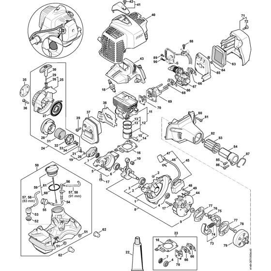 Engine from serial number 514494166 for Stihl KM94R KM94RC KombiEngine